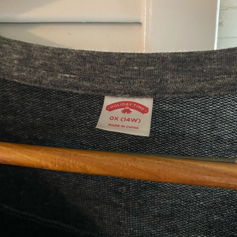 Holiday Crewneck Sweatshirt Top, 0X/14W - Picture 3 of 3